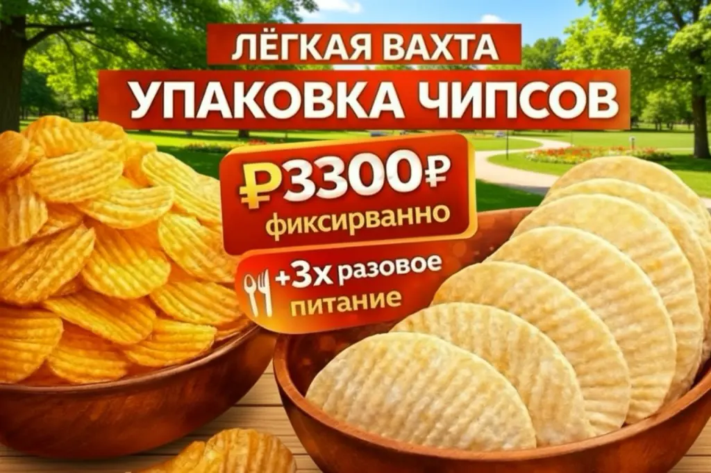 Фасовщик чипсов/Вахта в Москве/Проживание+Питание